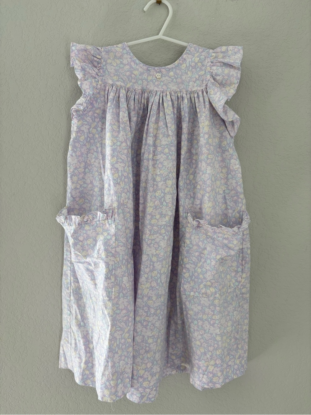 SIMI Vintage Girls Sun Dress Cotton 90's Ruffle Sleeve Spring Flowers Size 4